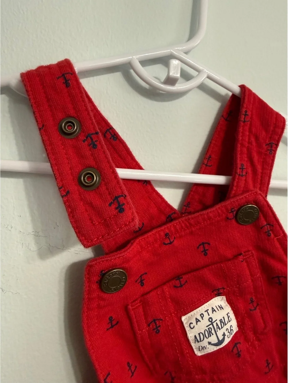 Carter's 9M Red Anchor Print Baby Overalls
